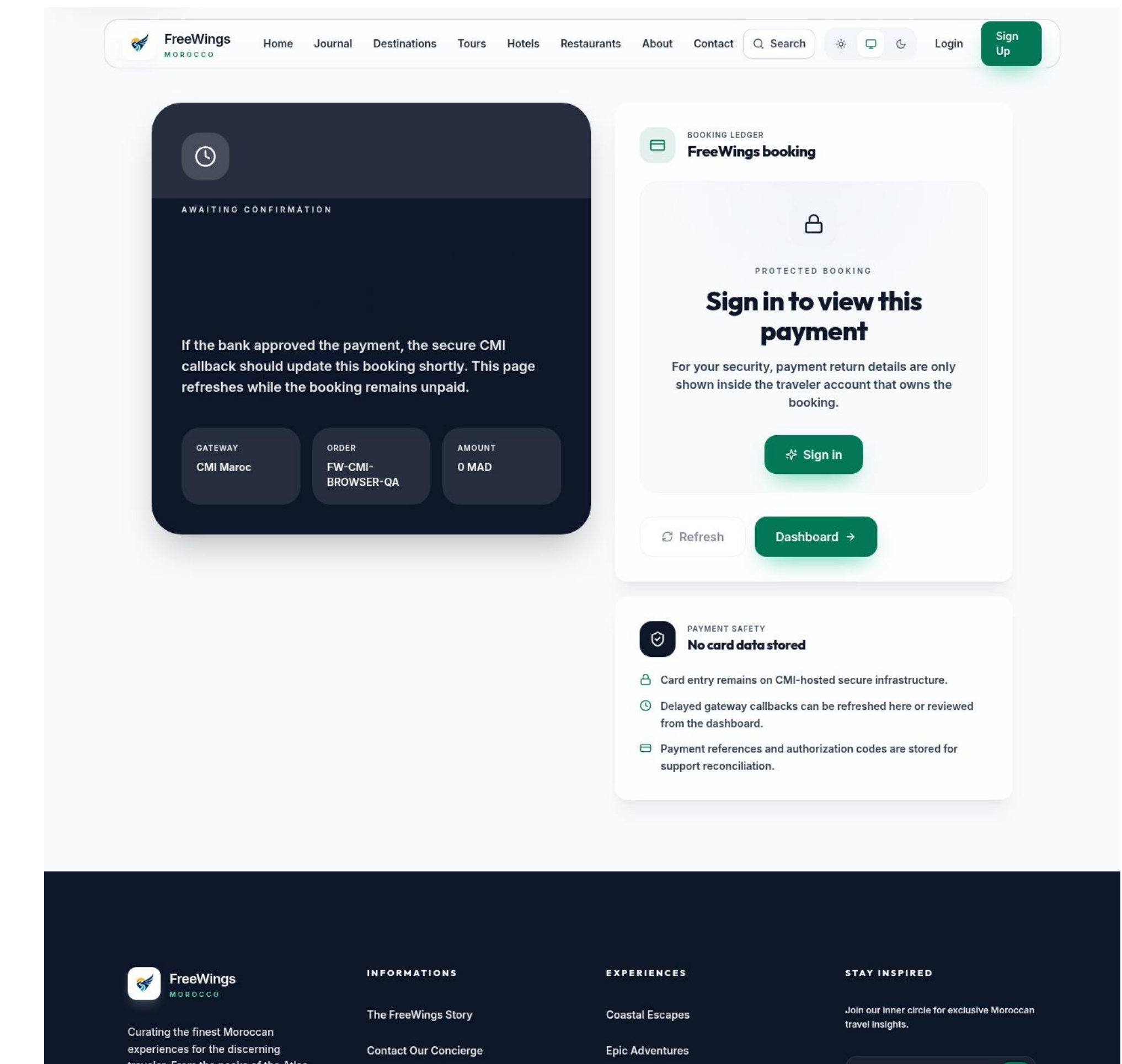 Payment return state designed for clear transactional feedback.