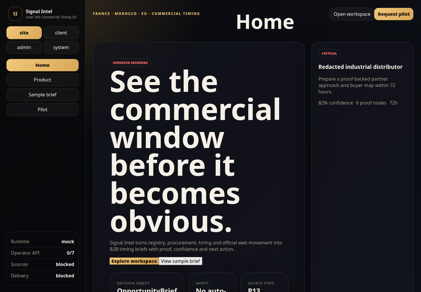 Elevya Signal Intelligence Platform interface